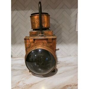 Antique Railroad Copper Lantern Train Conductor Kerosene Oil Lamp Lighting Decor